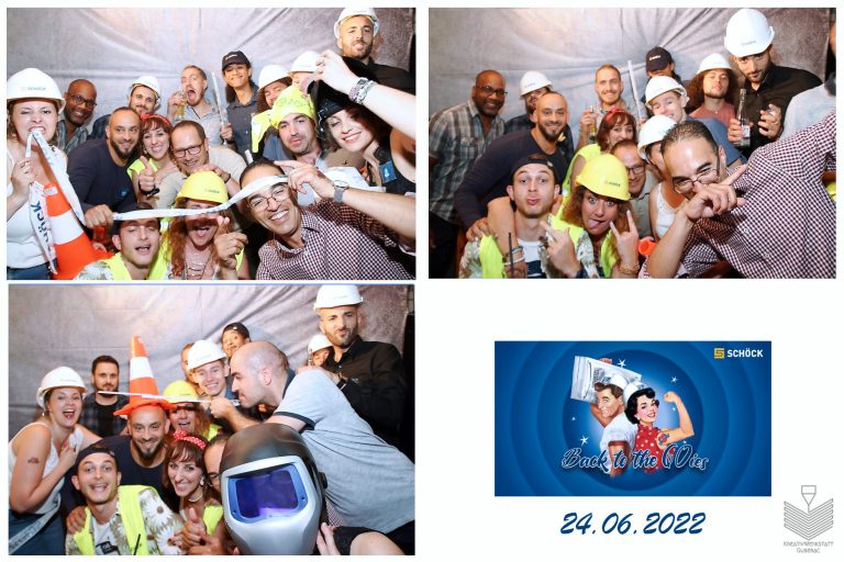 Fotobox Sofort-Ausdruck mit individueller Collage und personalisiert mit Logo. Zu mieten bei Kreativwerkstatt Guberac