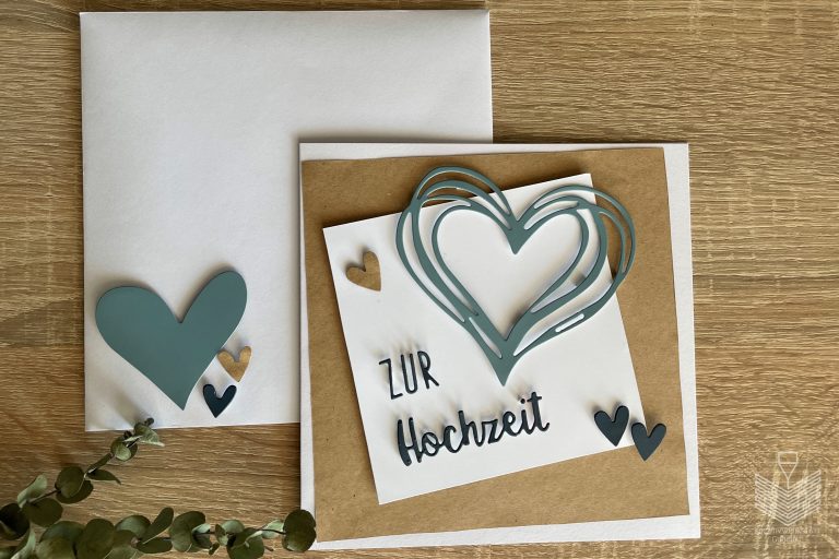 Papercraft: Karte mit Umschlag zur Hochzeit (Geschenkidee)