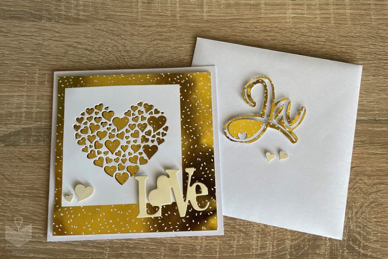 Papercraft: Karte mit Umschlag zur Hochzeit (Geschenkidee)